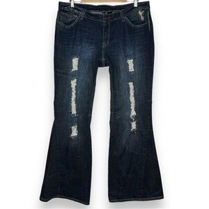 Vintage‎ Bisou Bisou Michele Bohbot Jeans Women 14 Flared Twisted Seam Denim NWT